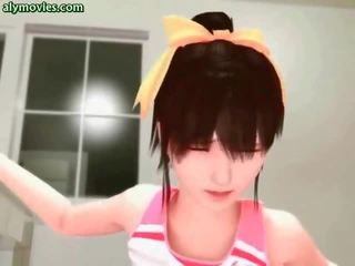 Asian animated cutie riding a penis