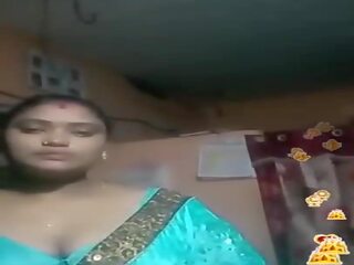 Tamil indiano bella e grassa (bbw) blu di seta camicetta vivere, x nominale film 02